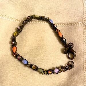 Brass with multi-colored stone bracelet